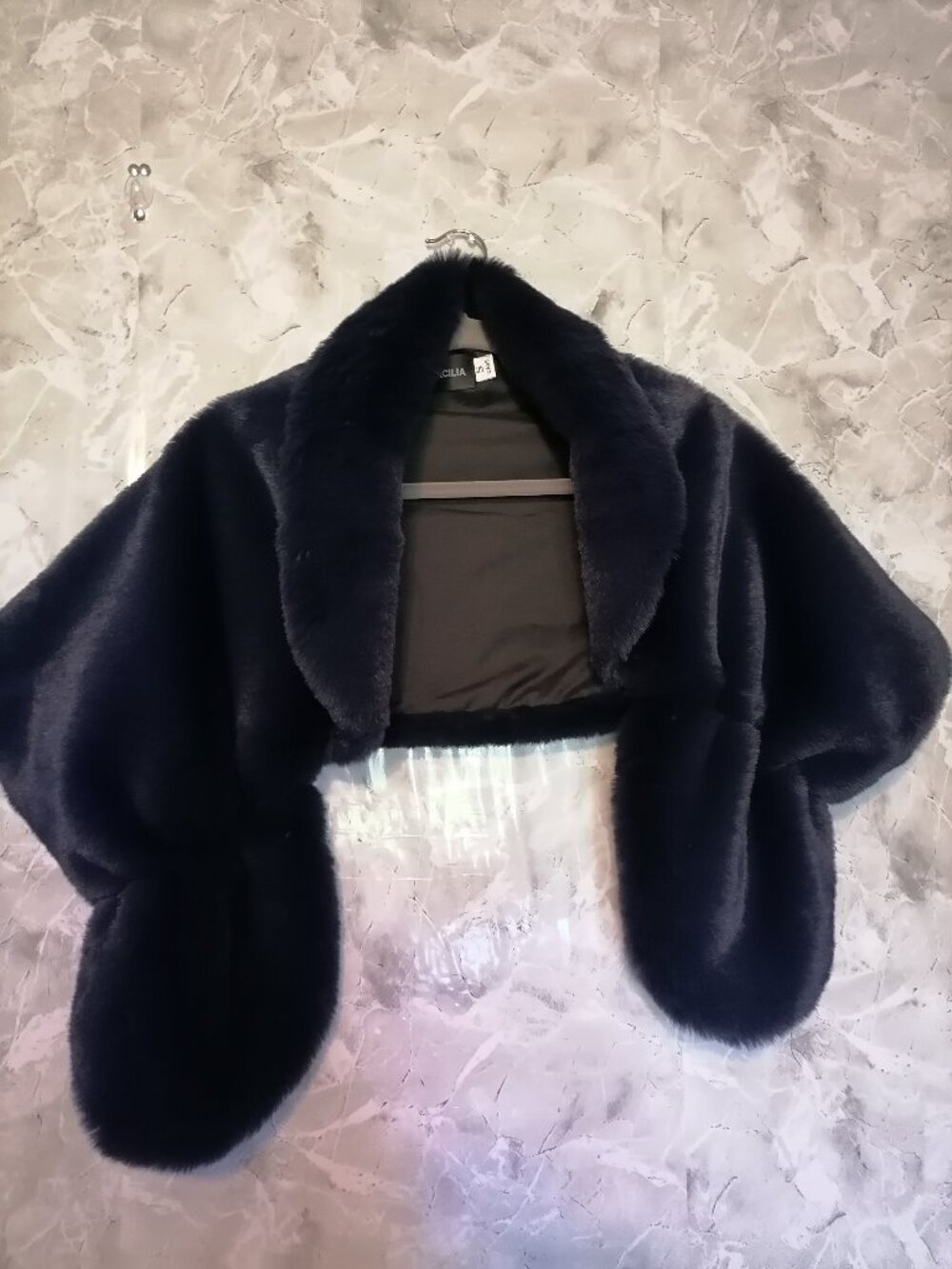 Caracilia blue navy Wrap Shawl Jacket Small 100% polyester